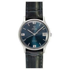 1969 Omega De Ville Vintage Mens Automatic Watch with Royal Blue Cartouche Dial
