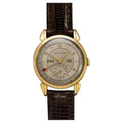 1940's Movado Vintage Triple Calendar Mens 14K Gold Watch - The Calendograph