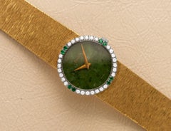 Piaget Ladies Vintage 18K Gold & Factory Diamond & Nephrite Jade Watch - Minty