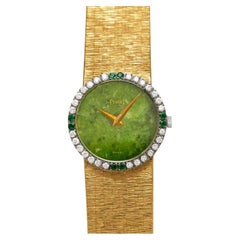 Piaget Ladies Vintage 18K Gold & Factory Diamond & Nephrite Jade Watch - Minty