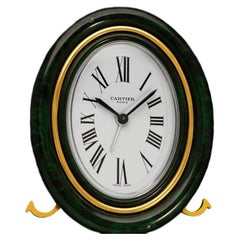 Jimmy Carter Owned & Used Desk Clock by Baignoire Cartier, Gilt Brass