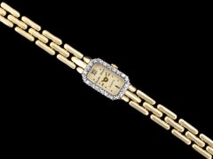 Bueche-Girod Damenuhr aus der Schweiz aus 14-karätigem Gold und mit Diamanten, Armbanduhr