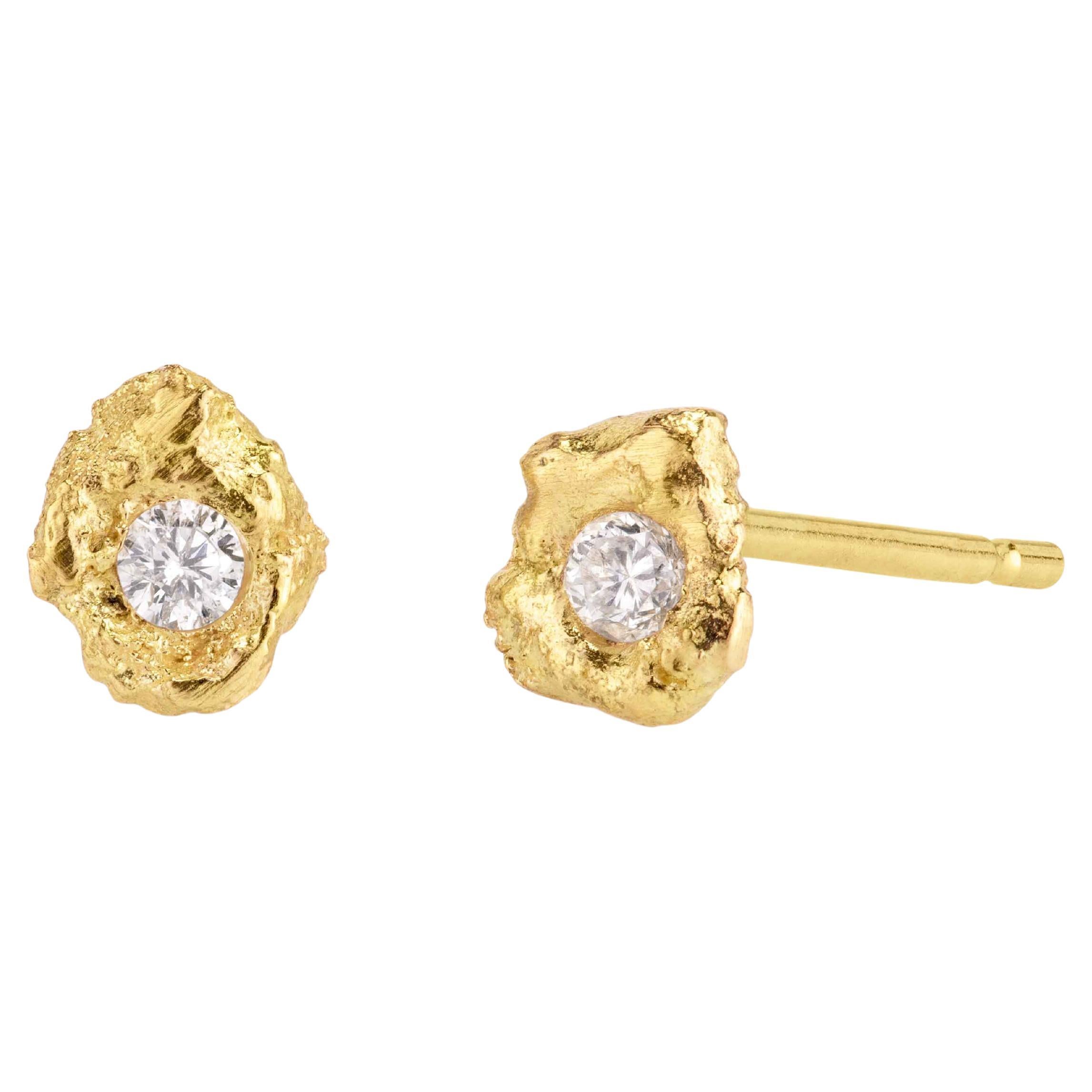 Boucles d'oreilles en or 18k Lava Blanc Diamond Organic