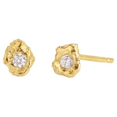 Lava Blanc Diamond Organic 18k Gold Stud Earrings