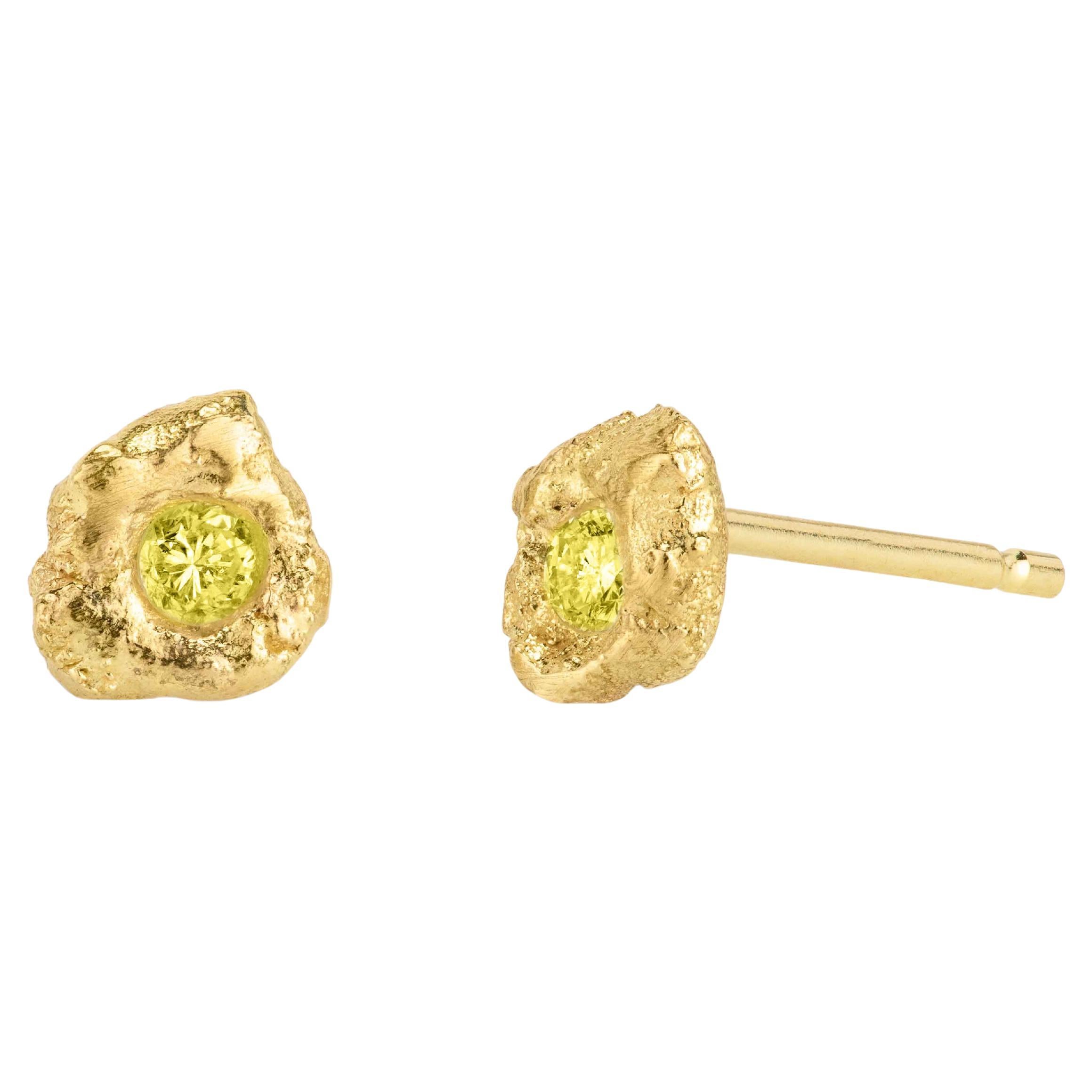 Boucles d'oreilles or 18k Lava Ochre Jaune Diamant Bio en vente