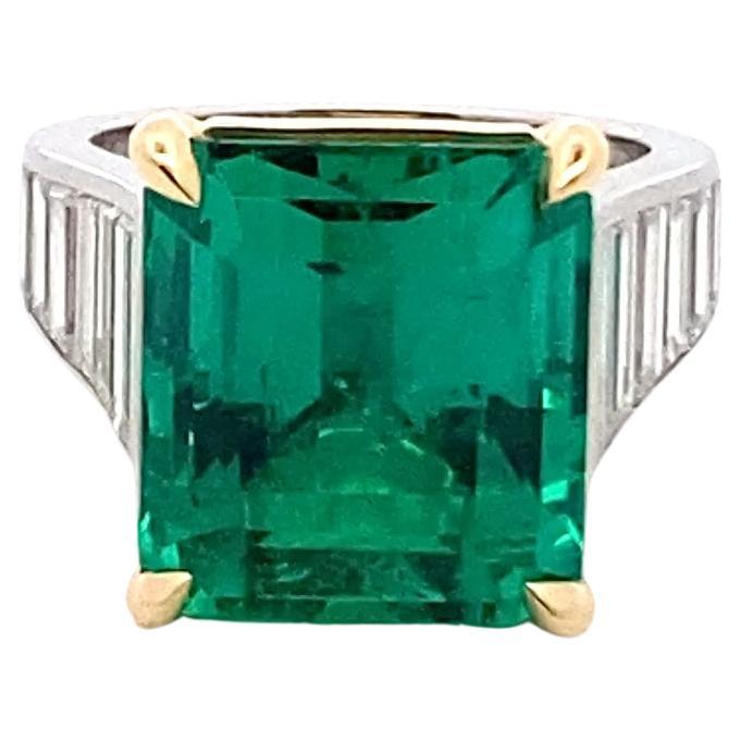 Colombian Emerald & Diamond Platinum Mounting Ring, Gübelin Certified