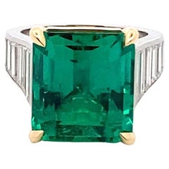 Colombian Emerald & Diamond Platinum Mounting Ring, Gübelin Certified