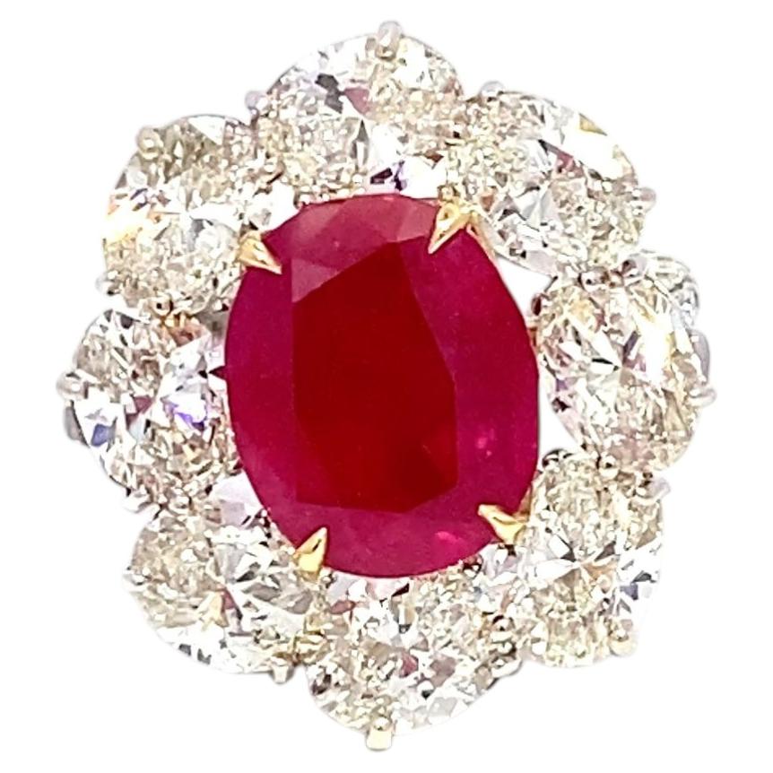 No-Heat Burmese Ruby & Diamond Ring, AGL & Gübelin Certified