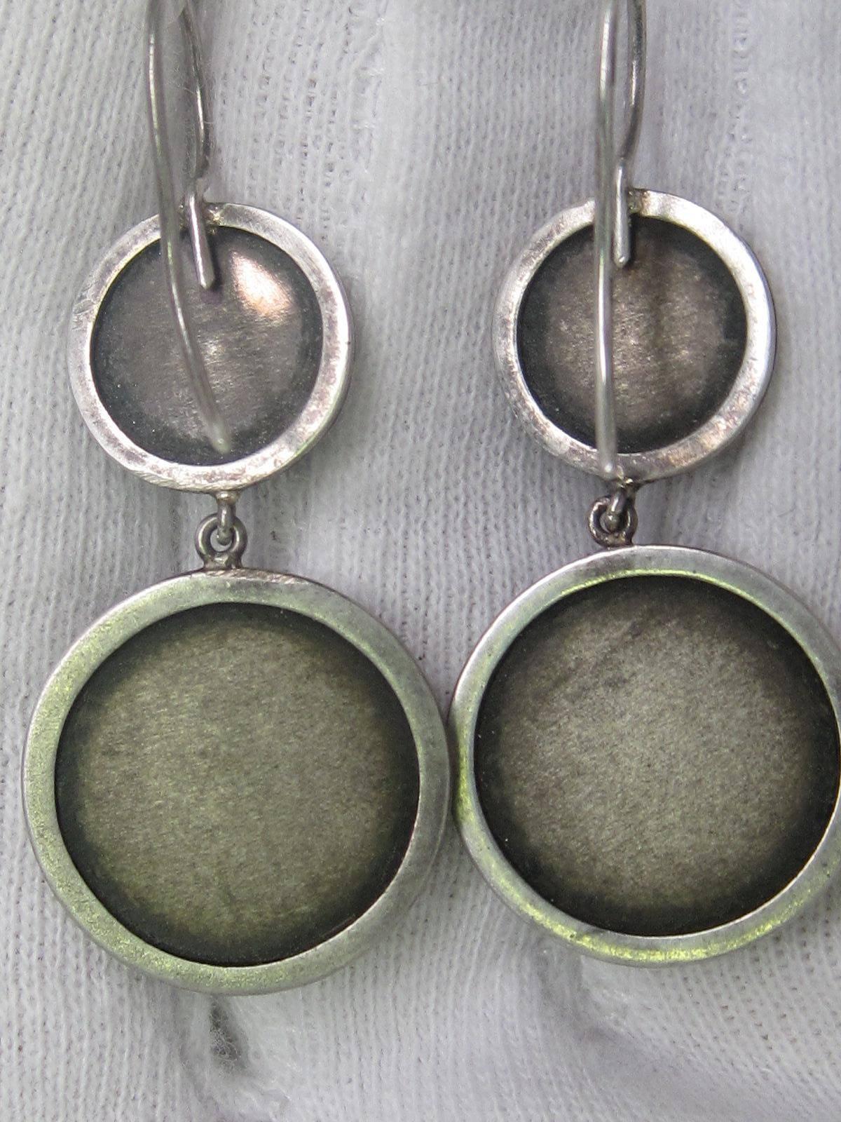 19th Century Victorian Japanese Shakudo Silver Drop Earrings 1