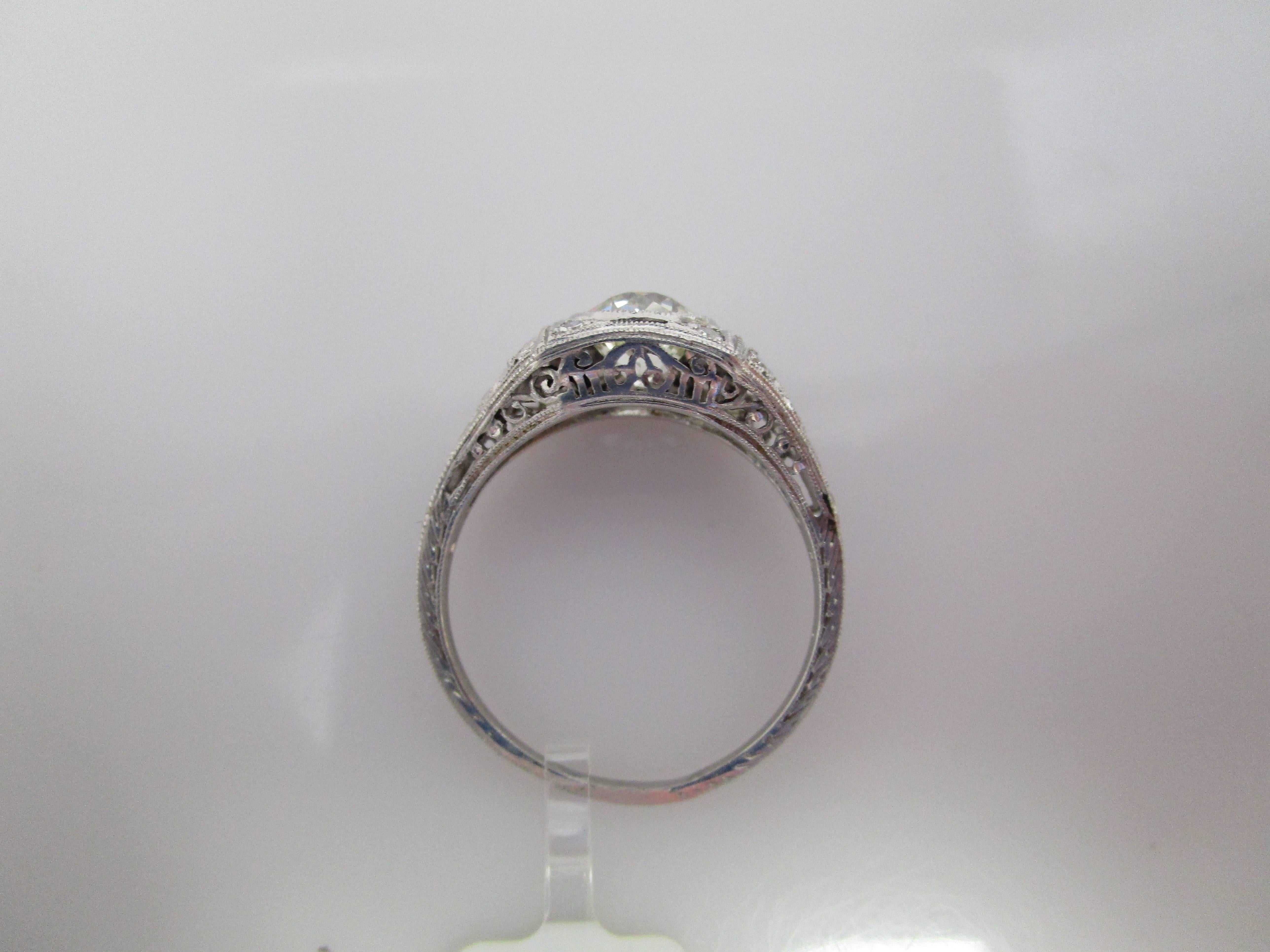 1.07 Carat Old European Cut GIA Certified Diamond Platinum Edwardian Setting In Excellent Condition In Lexington, KY