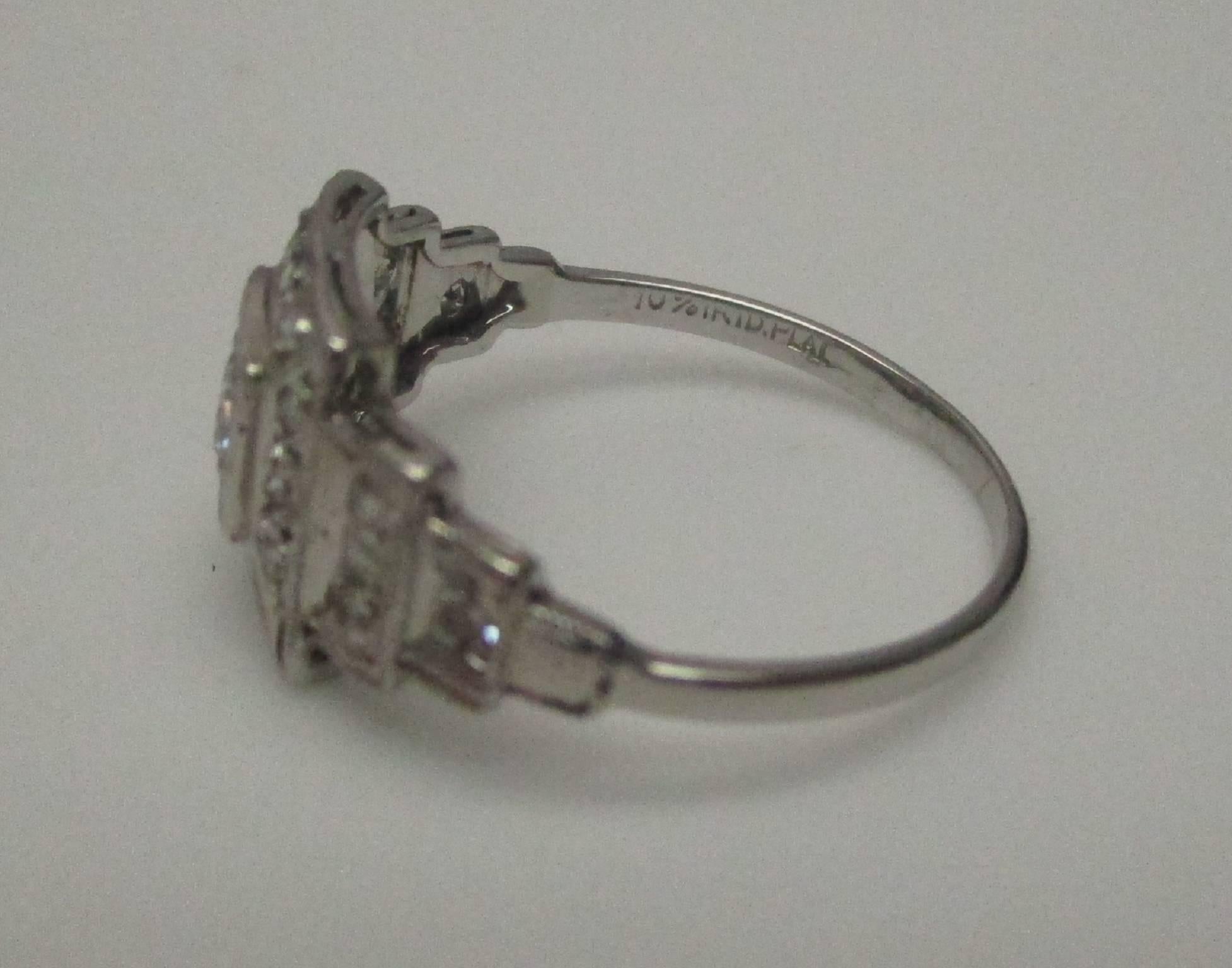 Platinum Diamond Art Deco Engagement Ring 2