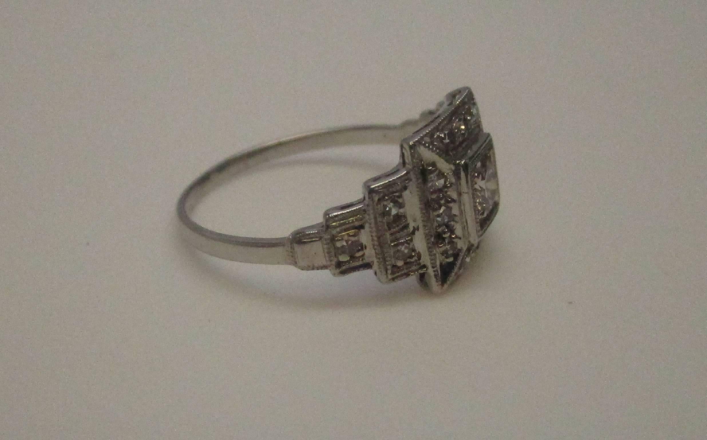 Platinum Diamond Art Deco Engagement Ring 1