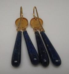 18 Karat Gold Lapis Lazuli Drop Earrings