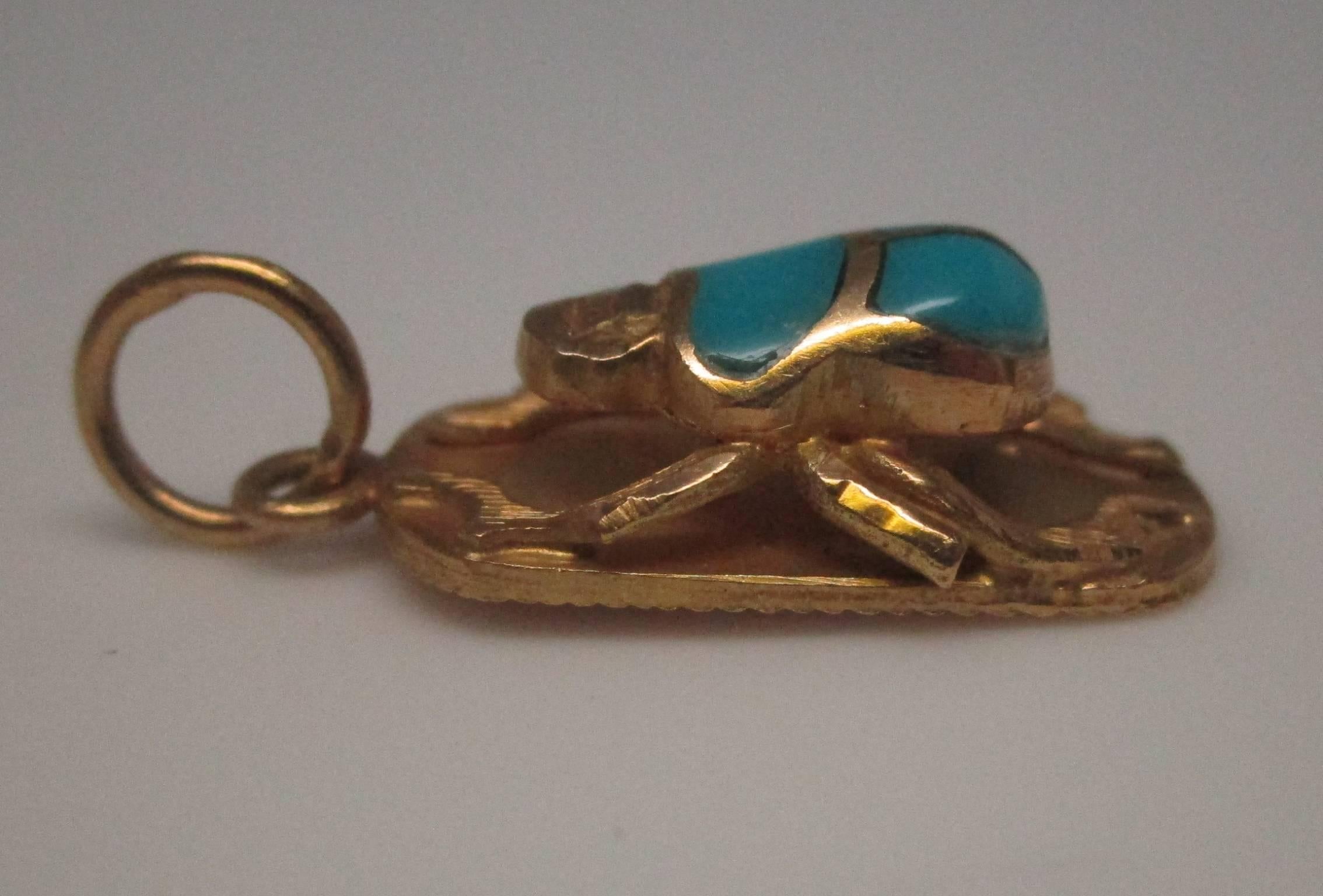 Egyptian Revival Gold Scarab Pendant