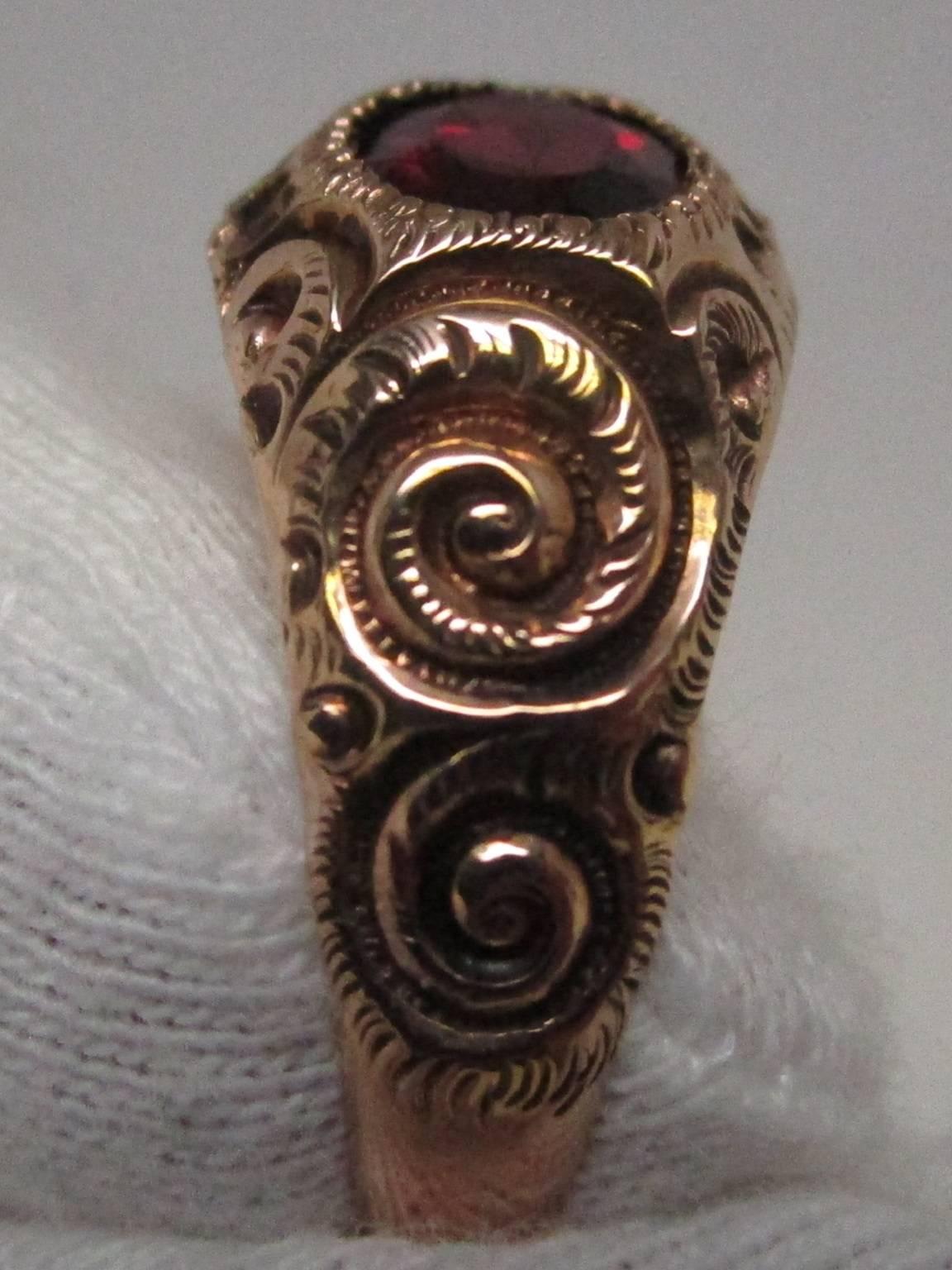 Late Victorian Garnet Rose Gold Ring