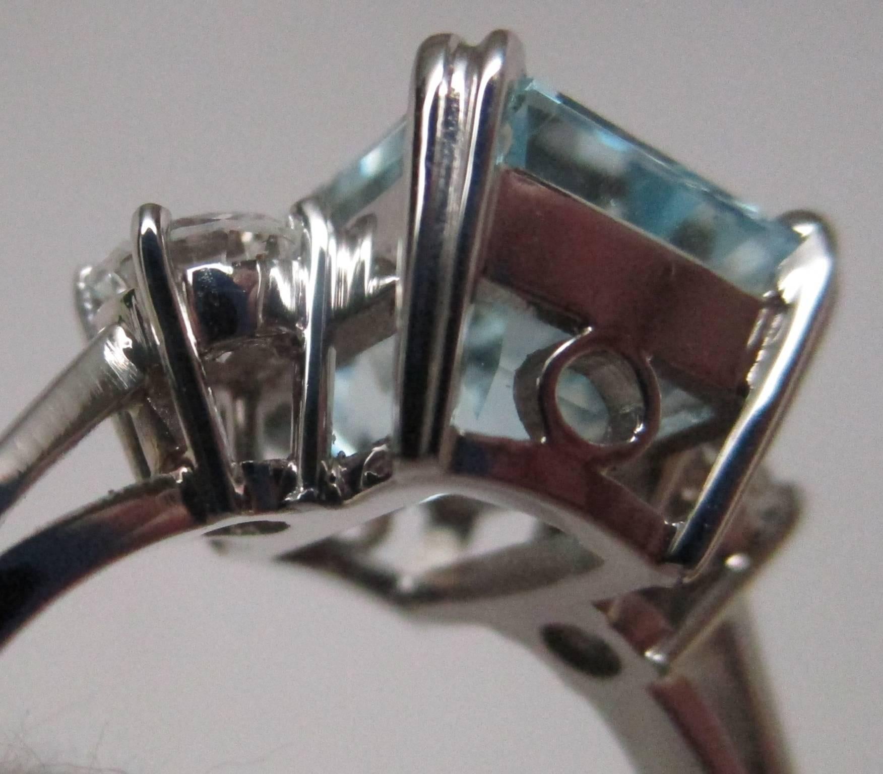 4.23 Carat Aquamarine Diamond Platinum Ring In Excellent Condition In Lexington, KY