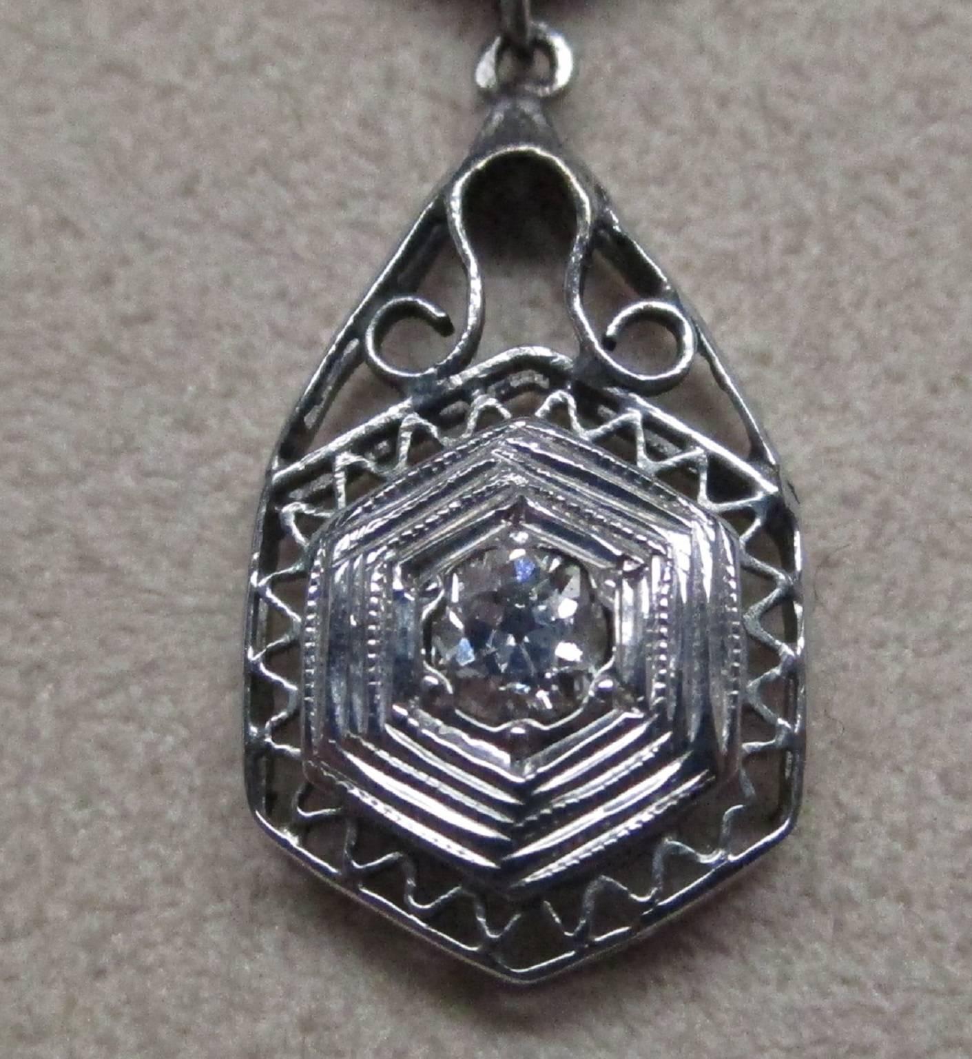 Art Deco Diamond Gold Necklace 1