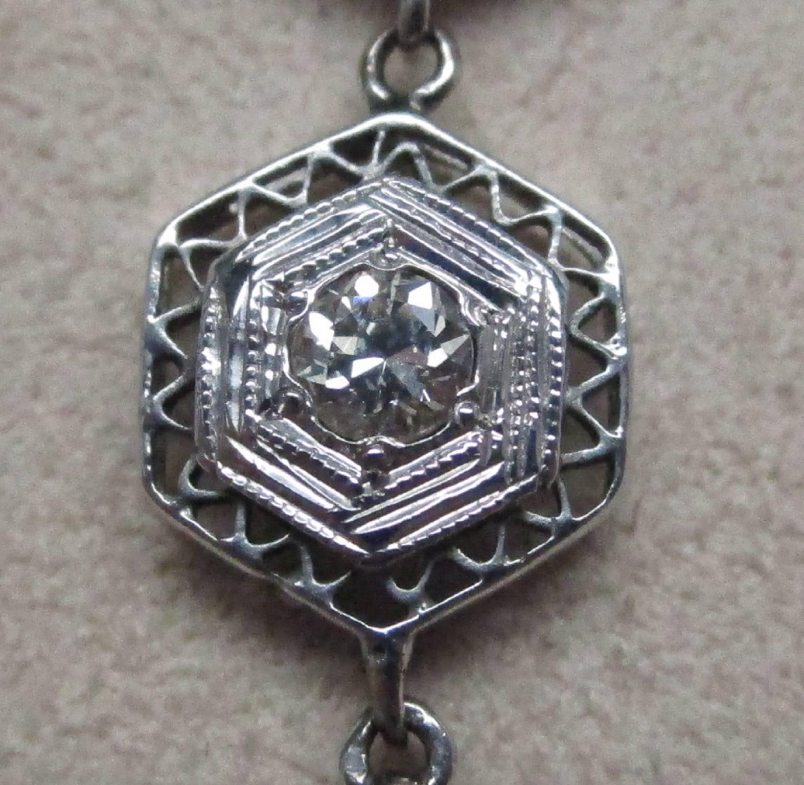 Art Deco Diamond Gold Necklace 2