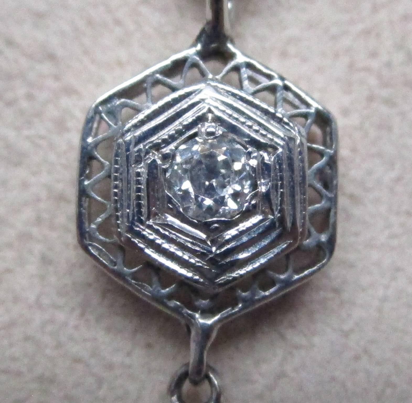 Art Deco Diamond Gold Necklace 3