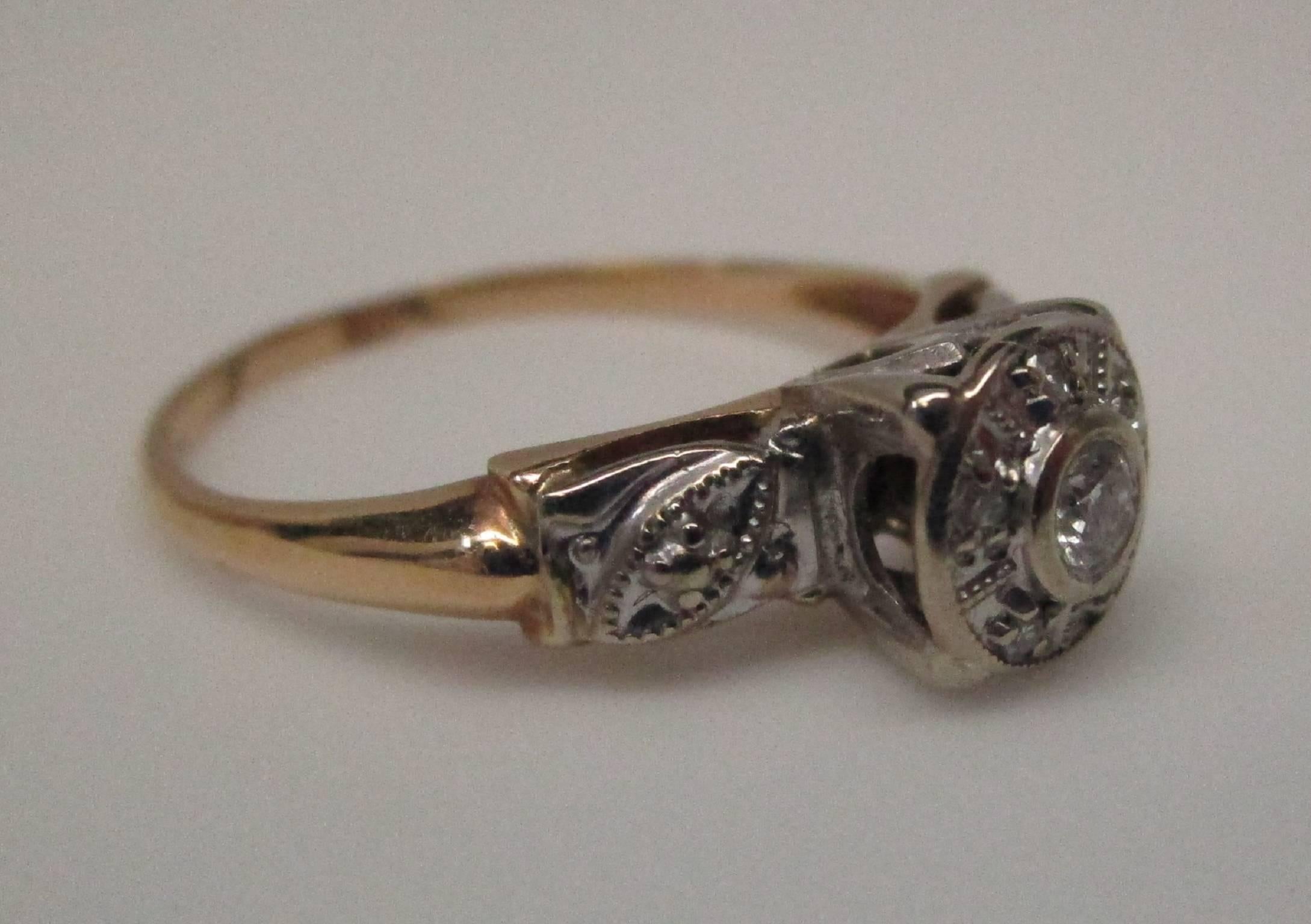 Contemporary Diamond Gold Engagement Ring For Sale
