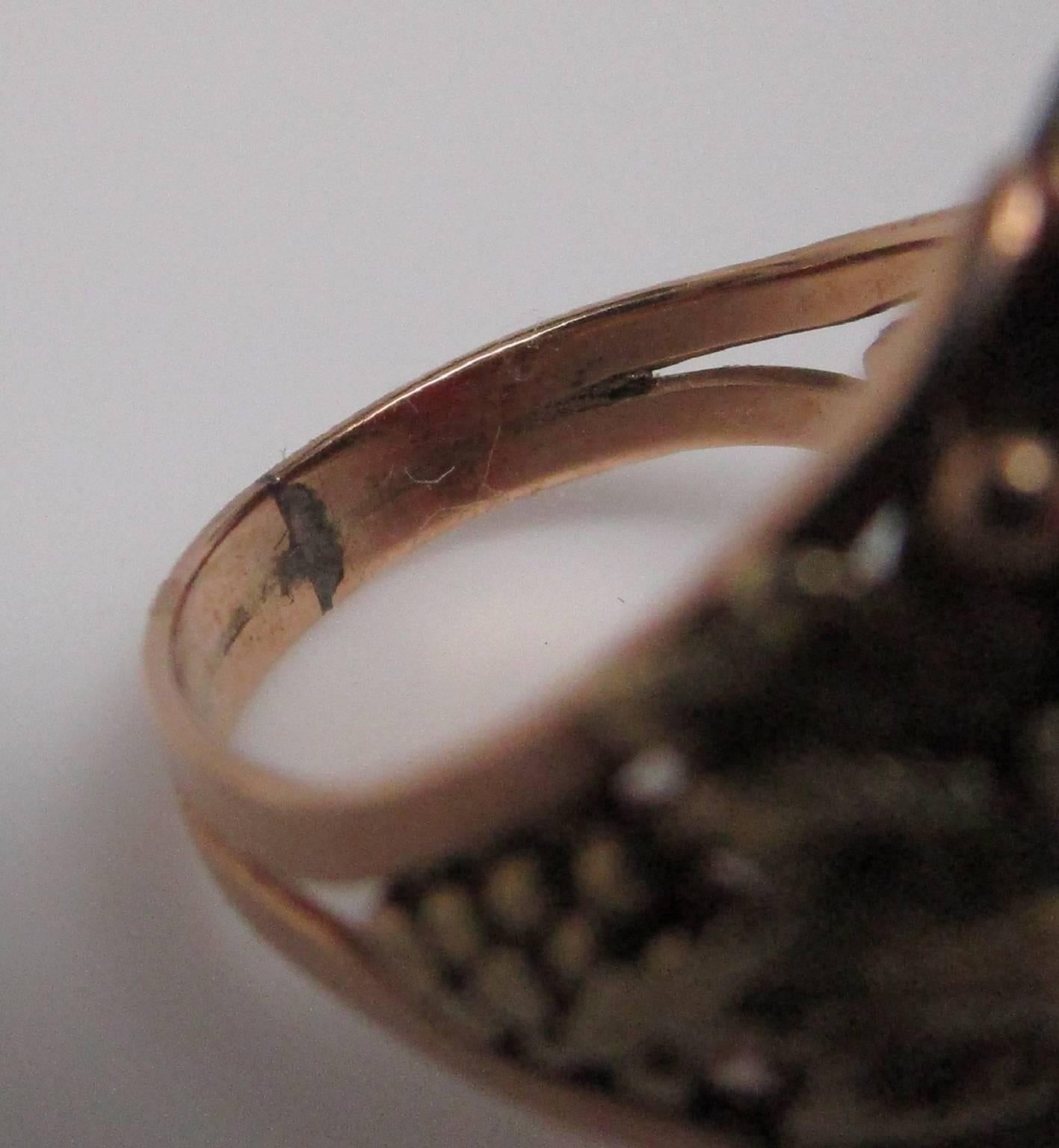 Arts & Crafts Karneol 14 Karat Gelbgold Ring im Zustand „Hervorragend“ im Angebot in Lexington, KY