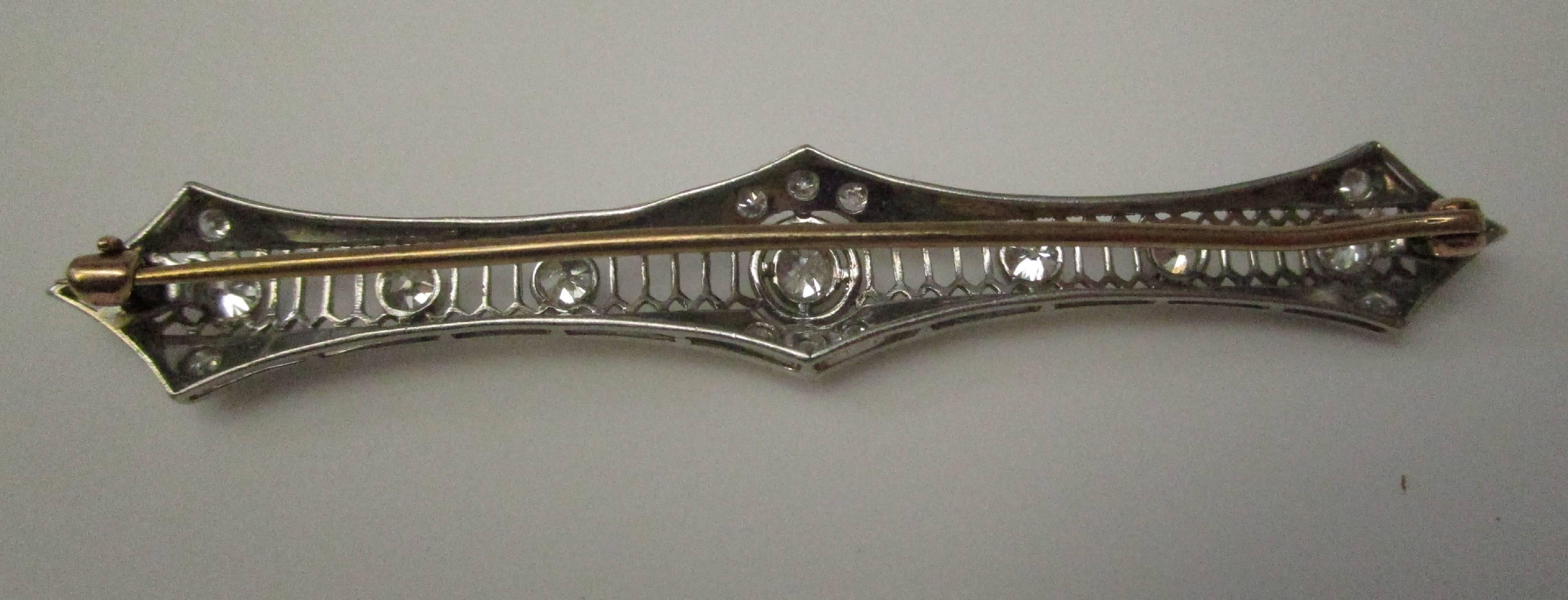 Edwardian Diamond Platinum Bar Pin
