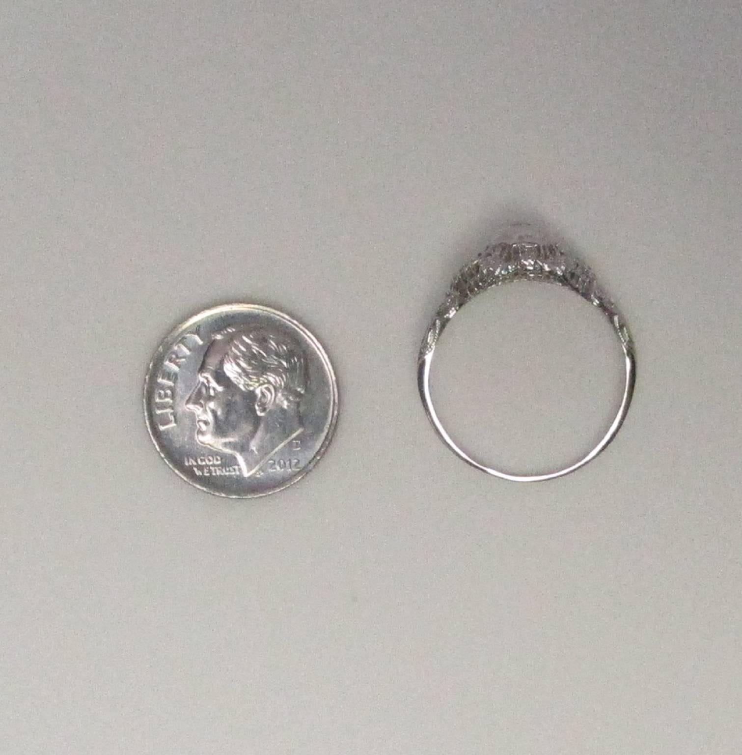 Art Deco Filigree Diamond Gold Engagement Ring 2