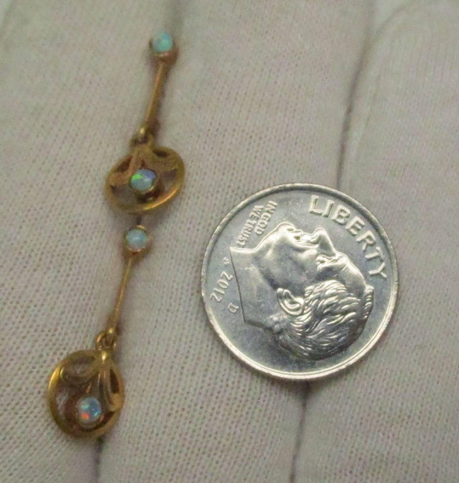 Edwardian Opal Gold Dangle Earrings 3