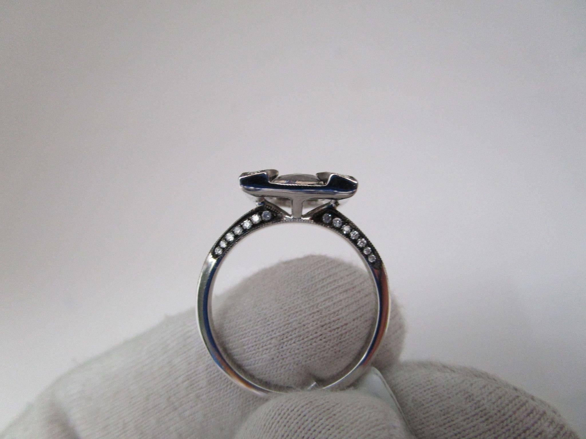 Women's Natural 1.10 Carat Black Diamond White Gold Engagement Ring