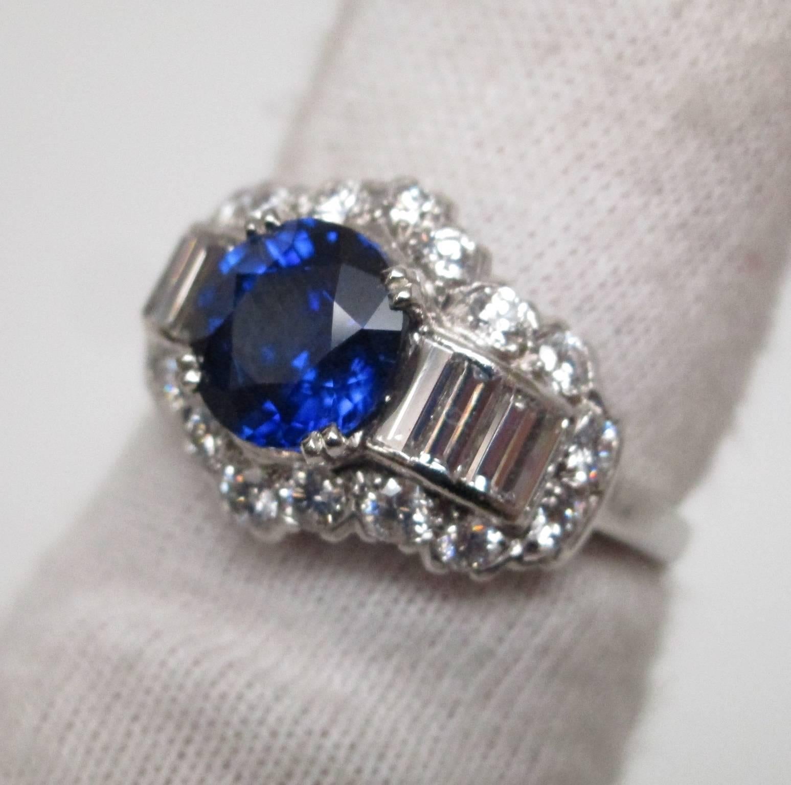 Retro Sapphire Diamond Engagement Ring