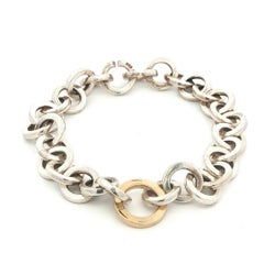 Tiffany & Co. Sterling Silver & 18K Yellow Gold Circle Link Bracelet