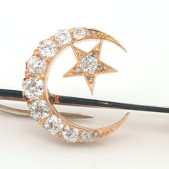 18k Yellow Gold Halley's Comet Diamond & Enamel Pin