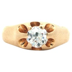 14k Yellow Gold Late Victorian Diamond Ring Old European Cut