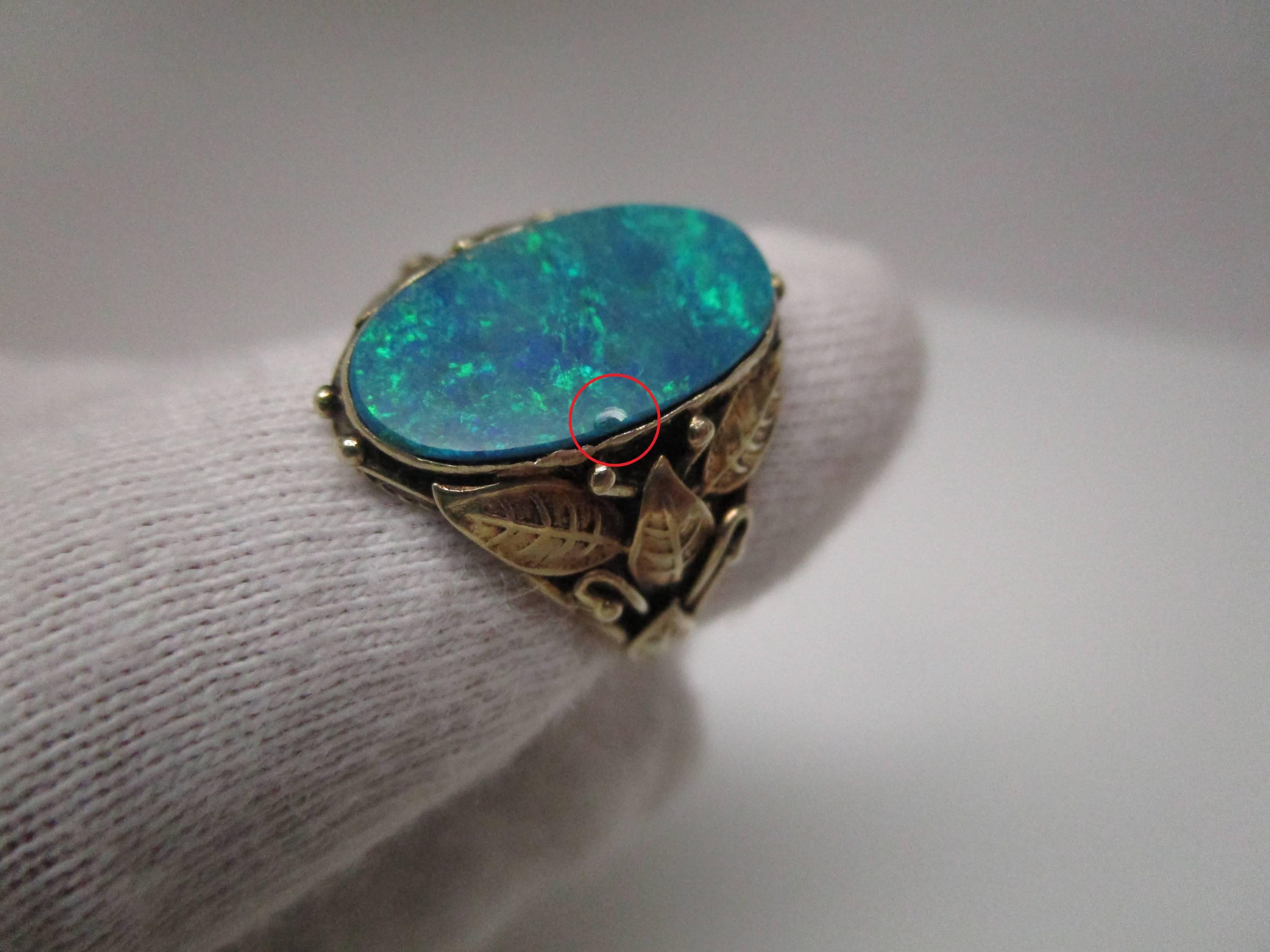 3.0 Carat Boulder Black Opal Arts and Crafts Ring 1