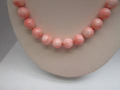 Angel Skin Coral Beads Natural and Undyed Necklace  with Gold Clasp