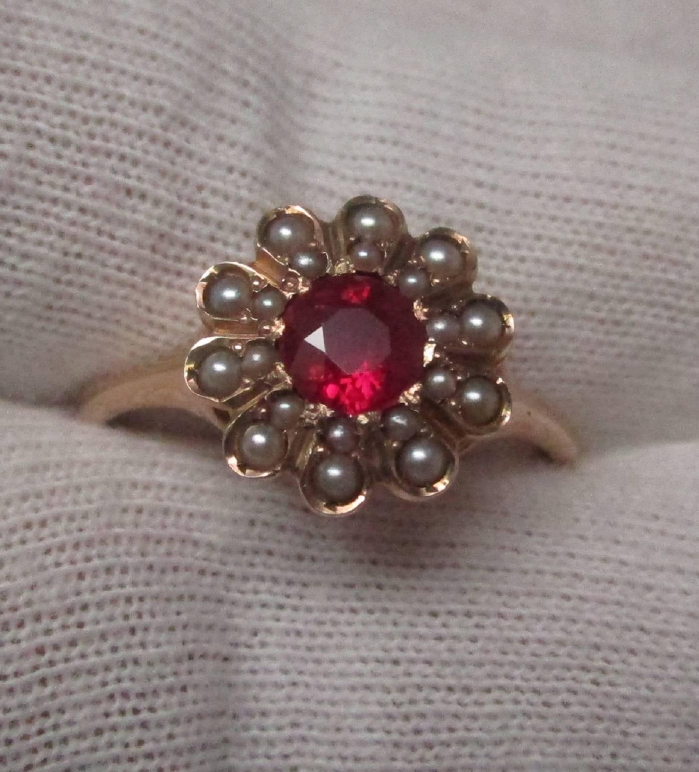 ruby and seed pearl ring