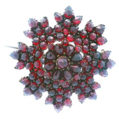 Victorian Garnet Flower Brooch/Pin