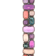 Pulsera tipo chatelaine de David Yurman en plata de ley con mosaico de varias piedras, talla 7"