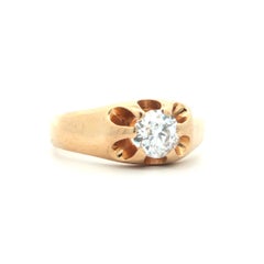 14k Yellow Gold Late Victorian Diamond Ring Old European Cut