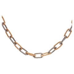 14k Two Tone Yellow & White Gold Twisted Oval Link Chain Necklace