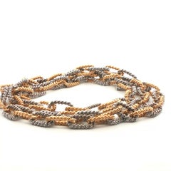 14k Two Tone Yellow & White Gold Twisted Oval Link Chain Necklace