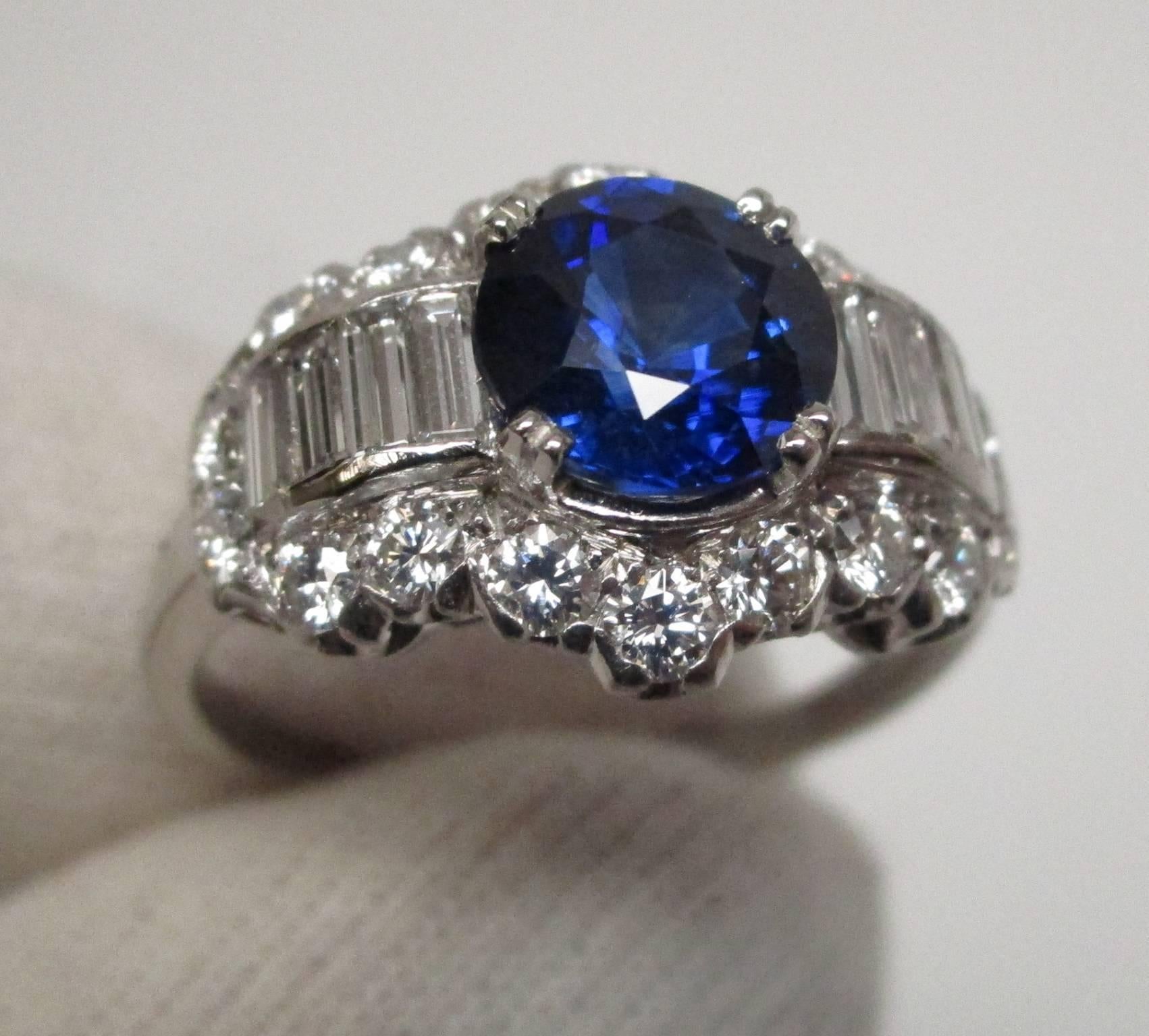 Sapphire Diamond Engagement Ring In Excellent Condition In Lexington, KY
