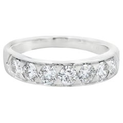 Diamond Band Ring 0.88 Carats in 14K White Gold, Size 7