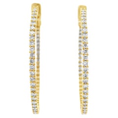 Boucles d'oreilles en or jaune 14K avec diamants ronds de 2.00ct