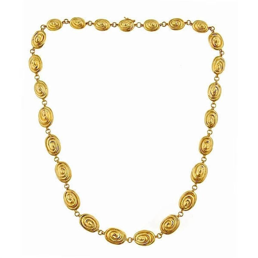 18k Yellow Gold OVAL WHIRLPOOL Necklace by John Landrum Bryant For Sale