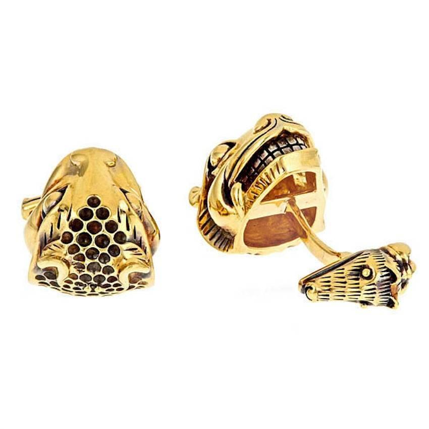 18k Gold Platinum ANCIENT TIGER AND FAWN Cufflinks by John Landrum Bryant