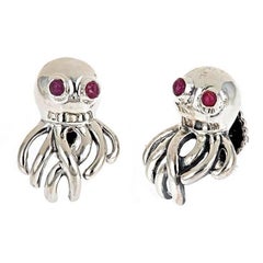 Ruby Eyes Sterling Silver Octopus Cufflinks by John Landrum Bryant