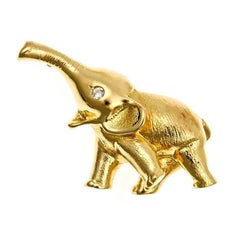 Diamonds 18k Yellow Gold BABY ELEPHANT Pin by John Landrum Bryant