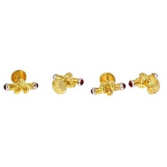 Ruby 18K Gold Platinum Cockatoo Foot Tuxedo Shirt Studs by John Landrum Bryant