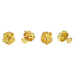 Diamonds 18K Yellow Gold TIGER HEAD Tuxedo Shirt Studs by John Landrum Bryant